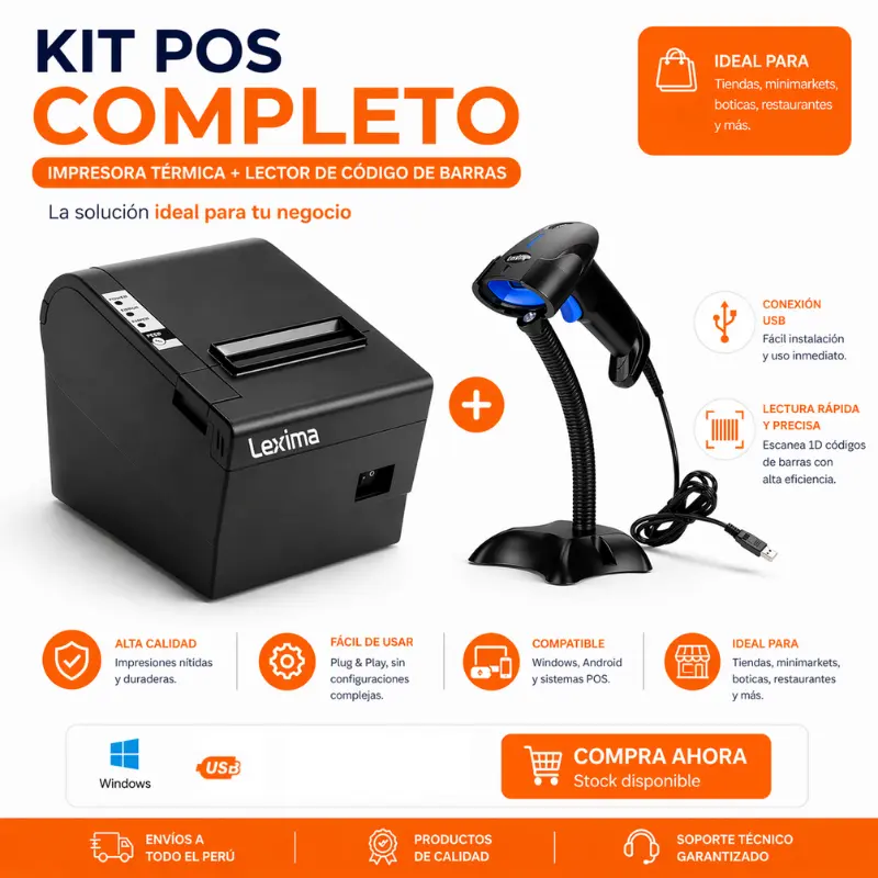 Impresora térmica + Lector de código barra 