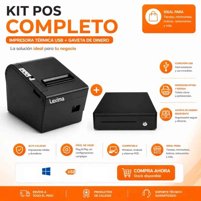 Impresora térmica + Gaveta de dinero 