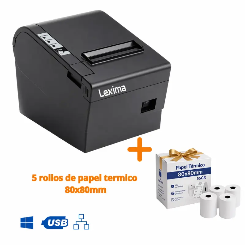 Impresora Ticketera térmica de 80mm interfaz USB+ LAN (Ethernet)