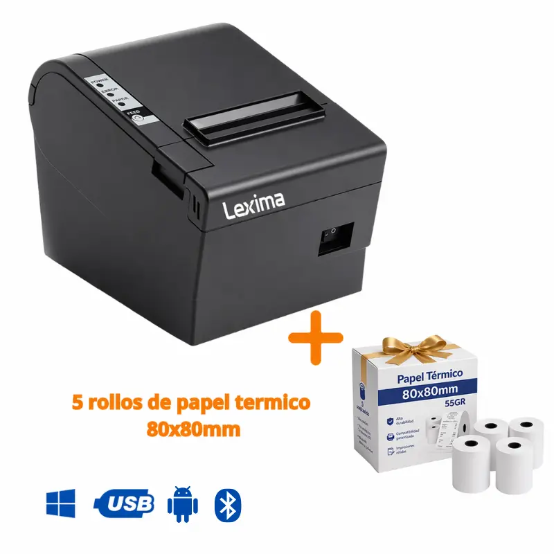 Impresora Ticketera térmica de 80mm interfaz USB + Bluetooth